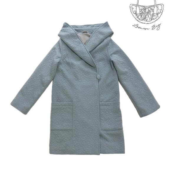 One of a Kind Exclusive/ Winter Fall Hooded Wrap Coat / Color Blue/ Size S - Picture 5 of 12